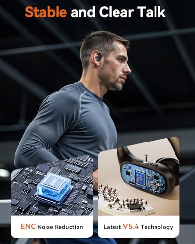 Wireless Earbuds, Sports Bluetooth 5.4 Headphones, Ear Buds with ENC Noise Canceling Mic, 80Hr Playtime Earphones, Palm-Sized, LED Power Display, IPX7 Waterproof Headset for Workout Running, Black