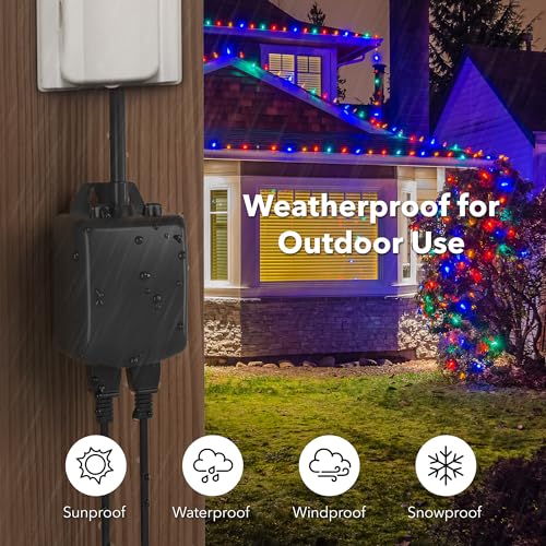 BN-LINK 7 Day Outdoor Heavy Duty Digital Programmable Timer, Outdoor Timer Outlet Waterproof, 2 Grounded Electrical Outlets for Christmas Lights, 15A 1/2HP,ETL Listed