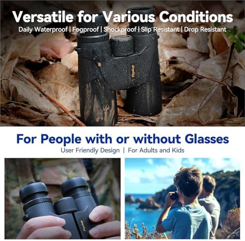 12x42 HD Binoculars for Adults - Upgraded BAK4 Prism and FMC Lens, Phone Adapter + Tripod for Bird Watching, Cruise Ships, Concerts, Hunting, Hiking, Wildlife Observation