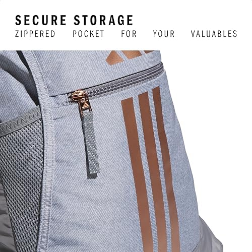 adidas Alliance Sackpack, Drawstring Backpack, Lightweight Small Gym Bag for Women and Men, Twill Grey/Rose Gold/Grey, One Size