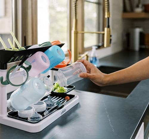 Dr. Brown's Drying Tower, Stand-Up Drying Rack, Countertop Baby Bottle Drying with Organized Storage for Baby Essentials, Space Saving Vertical Rack