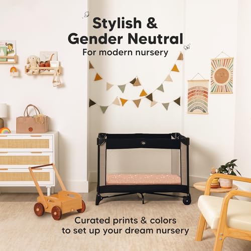 Pack and Play Sheets Fitted - 2-Pack Mini Crib Sheets for Pack N Play Mattress 38x26, Soft & Cozy, Neutral Toddler Playard Bedding, Snug Fitted Mini Baby Crib Mattress Cover Boy, Girl (Butterflies)