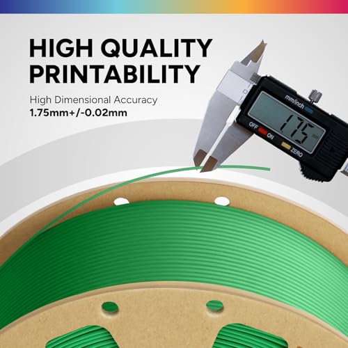 OVERTURE PLA Filament 1.75mm, Neatly Wound 3D Printer Filament 1kg Spool (2.2lbs), Dimensional Accuracy +/- 0.02 mm, Fit Most FDM 3D Printers (Green)