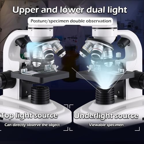Compound Microscope,40X-2500X Research Class Professional Microscope,WF10x and WF25x eyepieces, Dual LED Lighting and Two-Layer Mechanical Stage,Microscope for Adults…