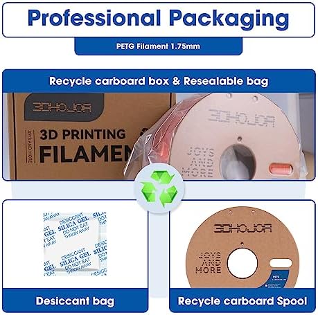 PETG Filament 1.75mm, PETG 3D Printing Filament, 2.2 LBS (1KG) Cardboard Spool, Fit Most FDM 3D Printer, Orange