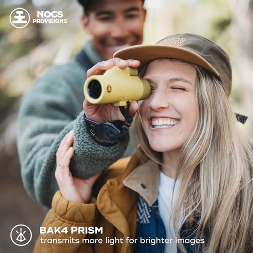 Nocs Provisions Field Tube 8x32 Waterproof Monocular, 8X Magnification Telescope, Bak4 Prism, Wide Field of View for Bird Watching, Backpacking & Wildlife Viewing - Banana Slug Yellow