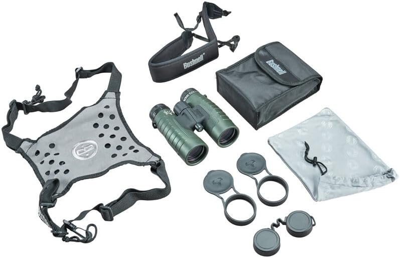 Bushnell Binocular Bundle: Trophy XLT 10x42 Binoculars (Bone Collector Edition) + Deluxe Binocular Harness