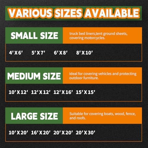 8x10 Feet Tarp Waterproof,9Mil Thick,Finished Size Tarps,UV Resistant,Durable,Multipurpose Poly Tarp Cover with Metal Grommets and Reinforced Edges,Green/Black by RAINDEWAY