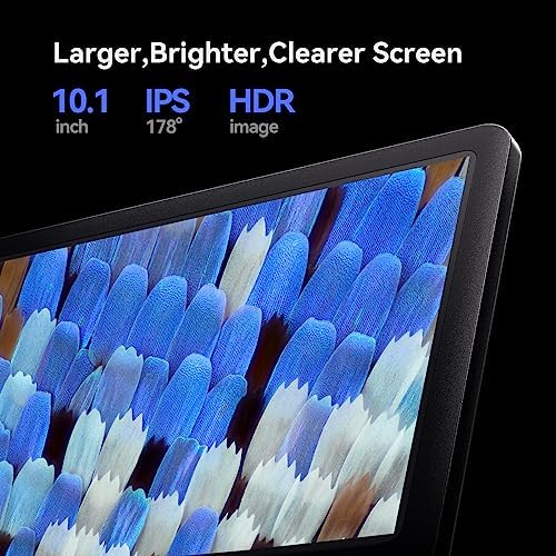 TOMLOV DM602 Flex Digital Soldering Microscope 2000x, Flexible Arm, 10.1" HDMI Microscope with 3 Lens, Coin Magnifier with Ring Light, Adults LCD Video Magnifying Glass, Electronic Repair Mat,64GB