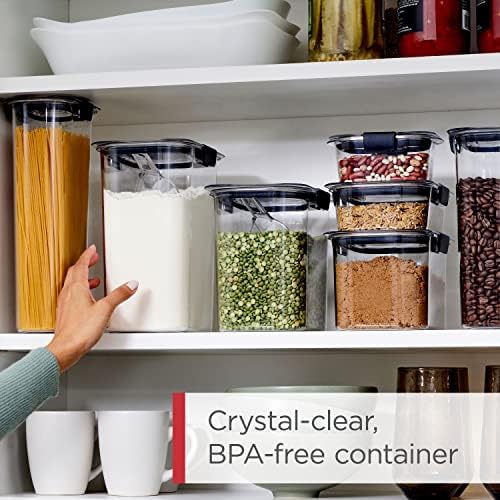Rubbermaid Brilliance BPA-Free Food Storage Containers with Lids Airtight Kitchen and Pantry Organization Set Includes 3 Containers and Scoops Clear 16 cups