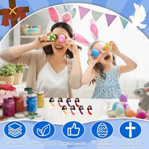 Bememo 100 Pcs Little Jesus Figures Jesus Loves You Original Design Rubber Pocket Toys Little Figures to Hide and Seek Sunday School Religious Party Share Gifts(Bright Colors)