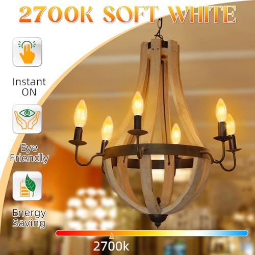 E12 Candelabra Bulb 40 watt Equivalent, E12 LED Bulb Non-Dimmable Chandelier Light Bulbs, B10 Candle Light Bulbs 2700K Soft White, 90+CRI, 400LM, Cear Glass, 12 Pack