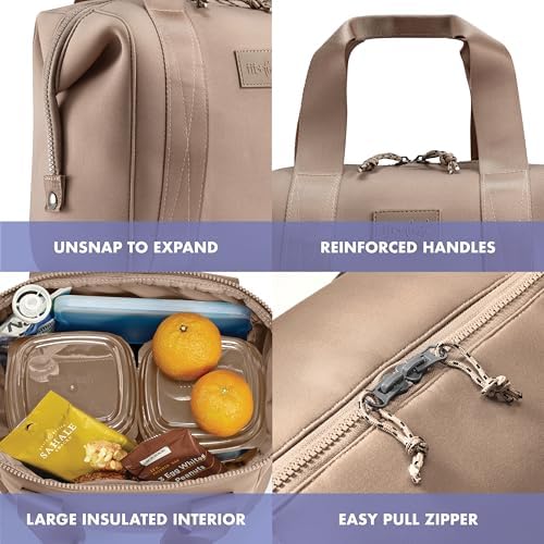 Fit & Fresh Neoprene Like Lunch Bag For Women, Insulated Womens Lunch Bag For Work, Tear & Stain Resistant Large Lunch Box With Containers and Ice, Machine Washable Remi Lunch Bag, Taupe