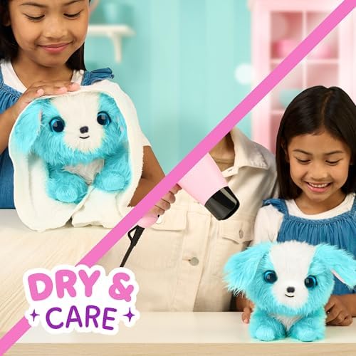 SCRUFFALUVS Pet Scruffs Blue - Mystery Plush Toy, 7.5" Tall - Wash to Reveal 1 of 3 Rescue Pets: Puppy, Bunny, or Kitty - Includes 8.7" Deluxe Pet Carrier - Styles May Vary
