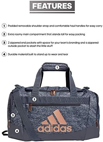 adidas Unisex Defender 4.0 Gym Duffel Bag for Men and Women, Jersey Onix Grey/Rose Gold/Onix Grey, Small (38L)