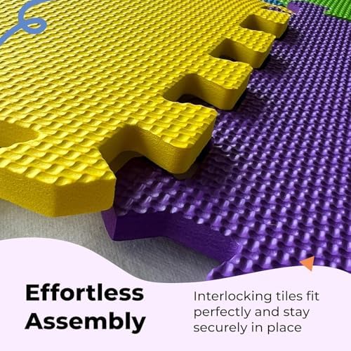 MioTetto Foam Floor Tiles for Kids - Non-Toxic Comfortable Baby Play Mat and Interlocking Foam Tiles, Fits with 50x50 Playpen Mat for Crawling & Development, Soft Play Mat for Babies 6-12 Months
