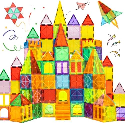 EchoPlan Magnetic Tiles,68PCS Magnetic Building Blocks,Magnet Tiles 3D Clear Building Blocks Set,STEM Sensory Educational Toys Gift for Toddlers Kids Boys 3 4 5 6 7 8 9+ Year Old