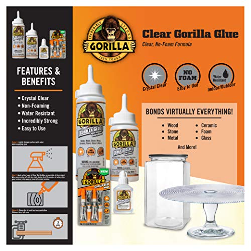Gorilla Clear Glue, 1.75 Ounce Bottle (Pack of 5) - Crystal Clear, All Purpose, and Water Resistant