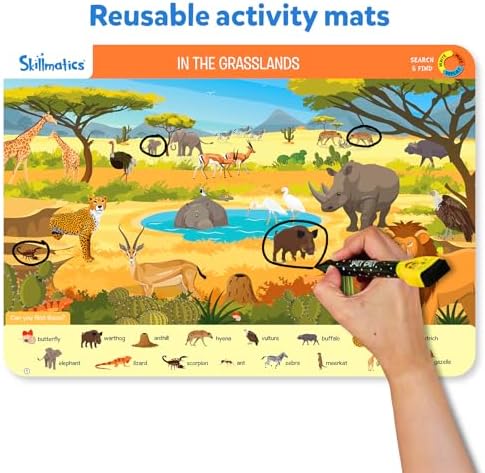 Skillmatics Search and Find Animals Educational Game - Reusable Preschool Learning Activities, Perfect for Toddlers & Kids Who Love Toys, Art & Crafts, Builds Vocabulary, Gifts for Ages 3, 4, 5, 6
