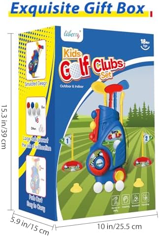 Liberry Toddler Golf Set, Upgraded Kids Golf Cart with Unique Shoulder Strap Design, Indoor and Outdoor Golf Toys for Boys and Girls Aged 1-5 Years Old