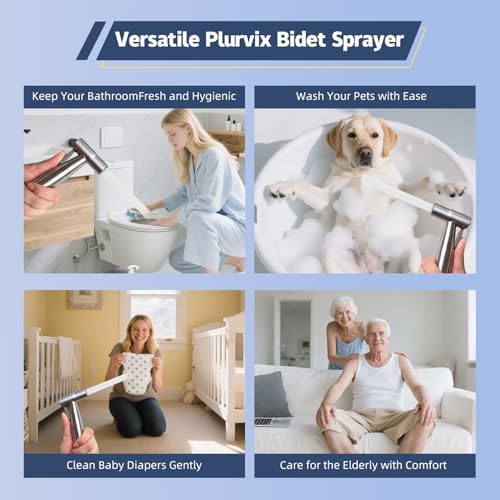 Handheld Toilet Bidet Sprayer for Toilet-Adjustable Water Pressure Control with Bidet Hose for Feminine Wash, Stainless Steel Brushed Nickel Cloth Diaper for Baby Wash (Stainless Steel, 1)