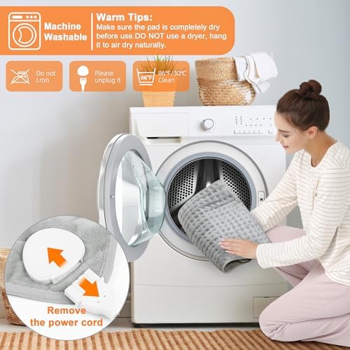 Heating Pad,Electric Heating Pads for Back,Hot Heated Pad for Abdomen,Shoulder,Knee,Multiple Temp and Auto Shut Off(Light Gray, 40''×20')