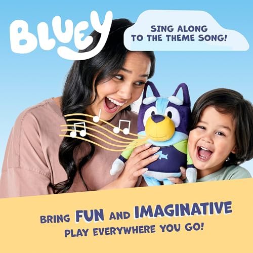 Bluey Sound Effects Talking Stuffed Plush, 13” Soft Musical Toys, Interactive Stuffed Animal with 9 Different Phrases, Musical Toys for Kids