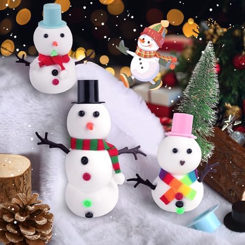 LAWOHO Build a Snowman Kit with Clear Slime & Air Dry Clay for Kids, Christmas Crafts for Kids, Slime Kit for Kids, for Kids, Stocking Stuffers for Kids Christmas Crafts Snowman Kit