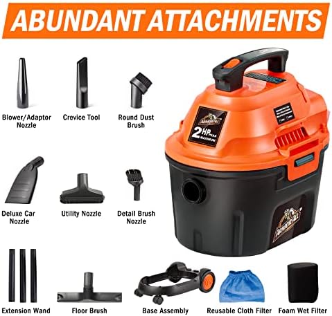Armor All AA255W Wet/Dry Utility Vac 2.5 Gallon, 2.5-Gallon,120 Volts (AC), Orange/Black