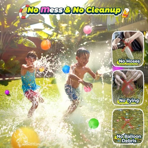 18Pcs Reusable Water Balloons for Kids, Pool Beach Water Toys for Boys and Girls, Outdoor Summer Toys for Kids Ages 3-12