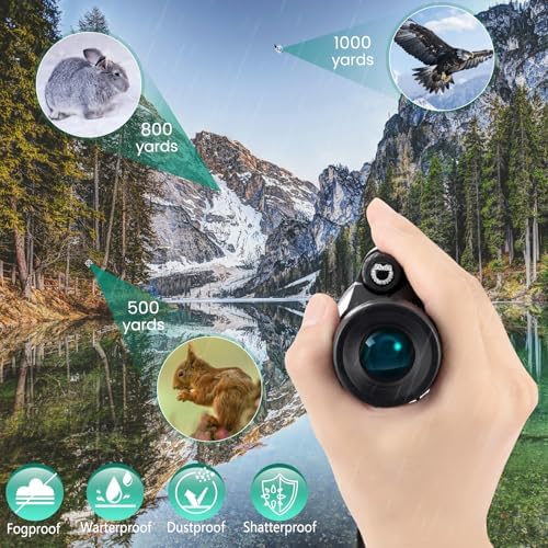 12x50 Monoculars for Adults High Powered, Monocular Compact with BAK4 Prism and FMC Lens, Clear Field of View, Monocular Telescope for Smartphone, Lightweight Monocular for Birdwatching Sports Travel