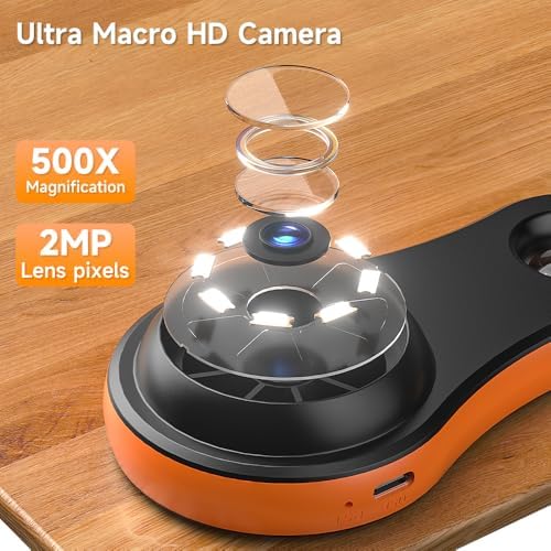 Digital Microscope Handheld 2.0 inch IPS Color Screen,Portable Digital Magnifying Glass,Marco Microscope for Kids,Built-in 8LED Lights,USB Compatible with PC Windows, Mac OS