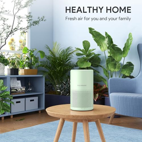 FULMINARE Air Purifiers for Home H13 True HEPA Air Filter Quiet Air Cleaner With Night Light Portable Small Air Purifier for Bedroom Office Living Room (Green 2 Pack)