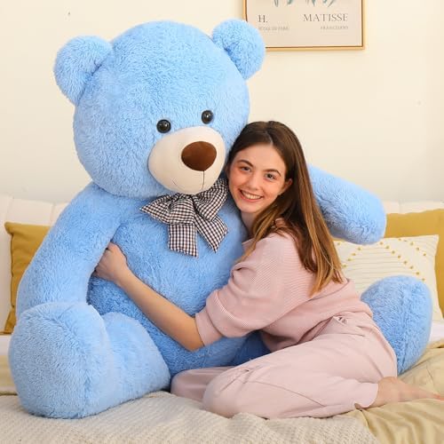 MaoGoLan Giant Teddy Bear Plush, Life Size Large Teddy Bear Stuffed Animal 5 Feet,Soft and Fluffy Big Teddy Bear Gift for Baby Shower,Christmas,Valentines,Blue