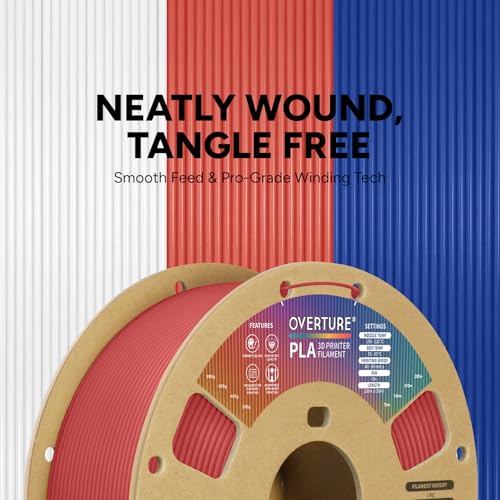 OVERTURE PLA Filament 1.75mm, Neatly Wound 3D Printer Filament 1kg Spool (2.2lbs), Dimensional Accuracy +/- 0.02 mm, Fit Most FDM 3D Printers (Fresh Red)