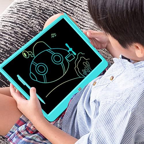 FLUESTON LCD Writing Tablet, Doodle Board Toys Gifts for 3-8 Year Old Girls Boys, 15 Inch Colorful Electronic Board Drawing Pad for Kids, Gifts for Toddler Educational Learning Travel Birthday, Blue