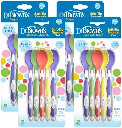 Dr. Brown's Soft-Tip Toddler Feeding Spoons, 24 Pack, Multi