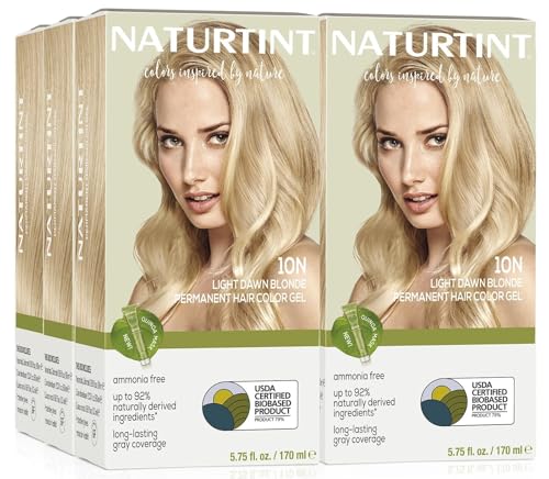 Naturtint 10N Light Dawn Blonde Permanent Hair Color (Pack of 6), Ammonia Free, Vegan, Cruelty Free, up to 100% Gray Coverage, Long Lasting Results (Packaging may vary)