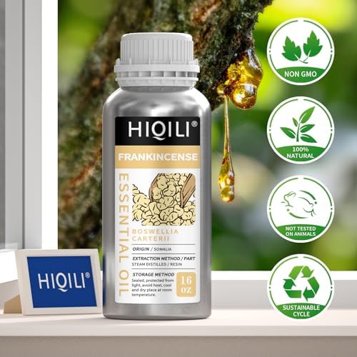 HIQILI 16 Fl Oz Frankincense Essential Oil, for Massage Skin Care, Diffuser, Aromatherapy, 100% Pure Undiluted