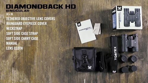 Vortex Optics Diamondback HD 10x28 Binoculars - HD Optical System, Non-slip Grip, Waterproof, Fogproof, Shockproof, Included Carry Case - Unlimited, Unconditional Warranty