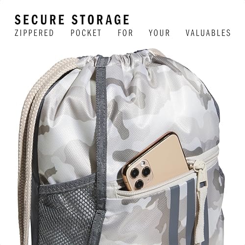 adidas Alliance Sackpack, Drawstring Backpack, Lightweight Small Gym Bag for Women and Men, Camouflage Wonder Beige/Onix Grey/Alumina Beige, One Size
