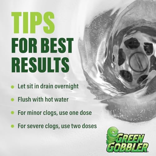 Green Gobbler Liquid Hair Drain Clog Remover & Cleaner, For Toilets, Sinks, Tubs - Septic Safe, 2 Pack
