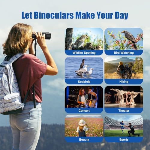Binoculars 25X60 High Power Binocular for Adults with BAK4 Prism FMC Lens HD Professional Waterproof Big Eyepiece Binoculars for Bird Watching Sports Concerts Traveling Wildlife Hunting
