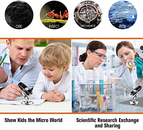 40 to 1000x Magnification Endoscope, 8 LED USB 2.0 Digital Microscope, Mini Camera with OTG Adapter Metal Stand, Compatible with Mac Windows 7 8 10 11 Android Linux Chrome Not for iPhone/iPad