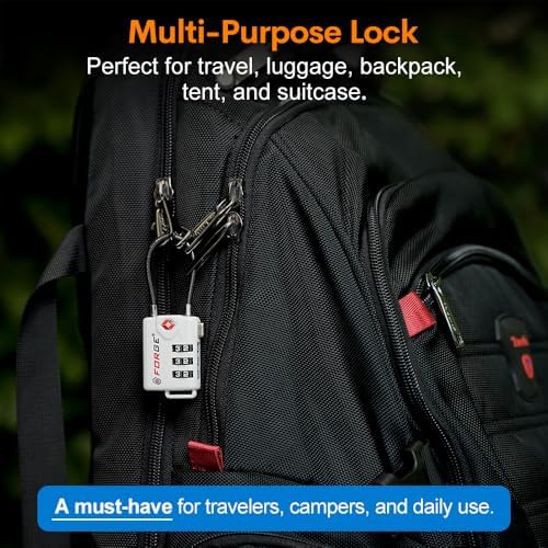 TSA Approved Cable Luggage Locks, Re-settable Combination with Alloy Body (White 4 Locks)