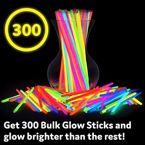 PartySticks Glow Sticks Party Supplies 200pk - 8 Inch Glow in the Dark Light Up Sticks Party Favors, Decorations, Neon Party Necklaces and Bracelets with Connectors