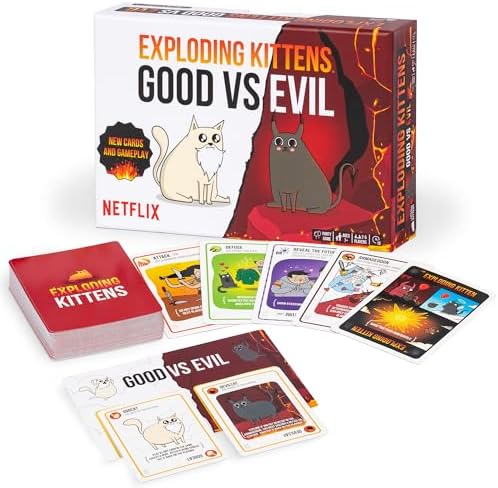 Exploding Kittens Good vs. Evil 2-5 Players - Ages 7+ - Inspired by Netflix Show - Party & Family Card Game for Kids & Adults
