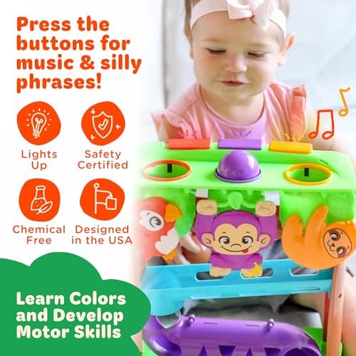 Move2Play, Hungry Jungle Animals, Interactive Toy for 1+ Year Olds, 6 to 12 Months, Baby Toy, 1 Year Old Birthday Gift for Girls, 9-12 Months, 6 7 8 9 10 12+ Months