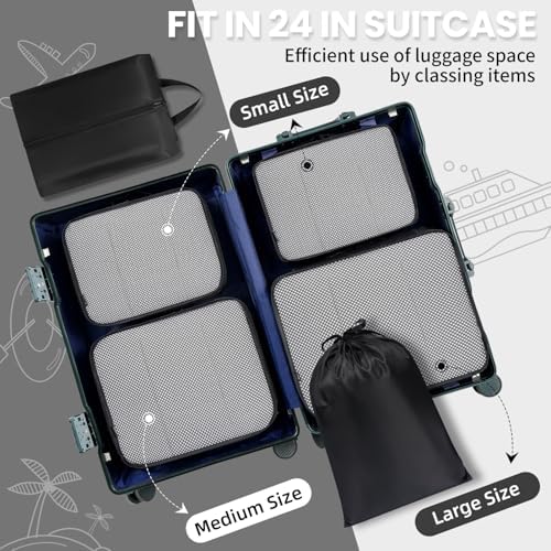 BAGAIL 6 Set Packing Cubes Luggage Packing Organizers for Travel Accessories (Black)