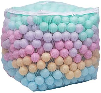 Amazon Basics BPA Free Crush Proof Plastic Ball, Pit Balls with Storage Bag, Toddlers Kids 12+ Months, 1000 Count, 1000 Balls, 6 Pastel Colors